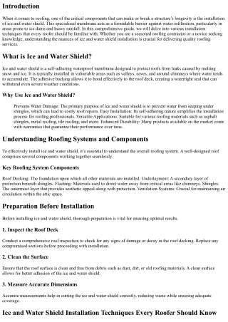Ice and Water Shield Installation Techniques Every Roofer Should Know