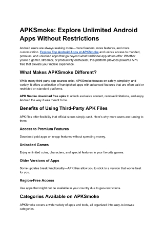 APKSmoke_ Explore Unlimited Android Apps Without Restrictions