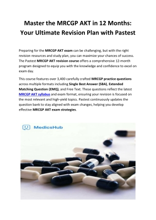 MRCGP AKT 12-Month Revision Course | Pastest Comprehensive Practice Questions