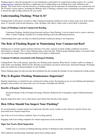 The Role of Flashing Repair in Maintaining Your Commercial Roof