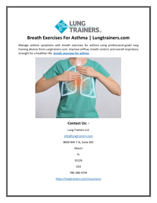 Breath Exercises For Asthma | Lungtrainers.com