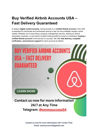 Buy Verified Airbnb Accounts USA – Fast Delivery Guaranteed