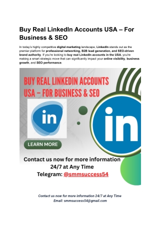 Buy Real LinkedIn Accounts USA – For Business & SEO