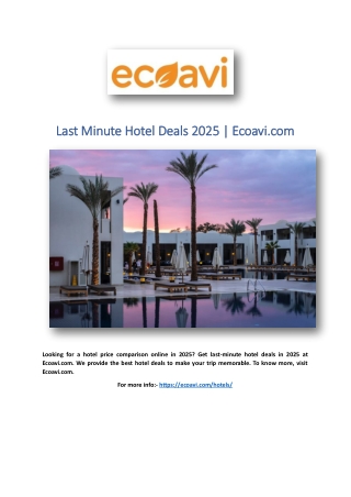 Last Minute Hotel Deals 2025 | Ecoavi.com