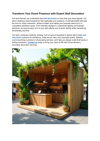 Transform Your Event Presence with Expert Stall Decoration