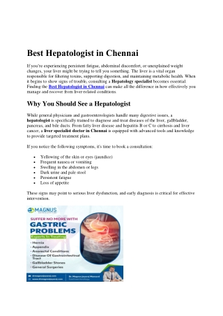 Best Hepatologist in Chennai
