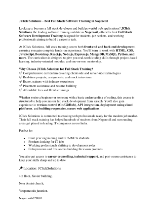 Full Stack Software Training in Nagercoil