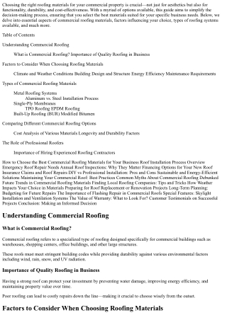 How to Choose the Best Commercial Roofing Materials for Your Business