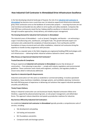 How Industrial Civil Contractor in Ahmedabad Drive Infrastructure Excellence