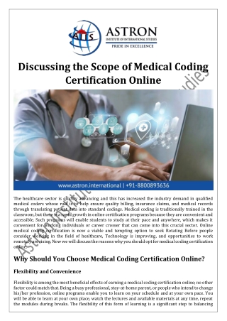 Discussing the Scope of Medical Coding Certification Online