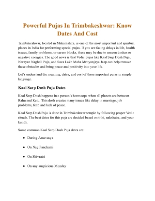 Powerful Pujas in Trimbakeshwar_ Know Dates And Cost