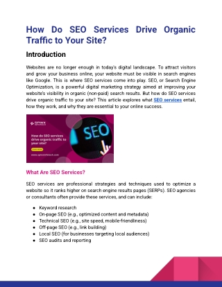 How Do SEO Services Drive Organic Traffic to Your Site_Spinx Infotech