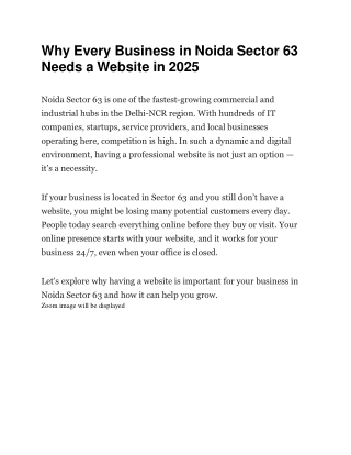 Why Every Business in Noida Sector 63 Needs a Website in 2025