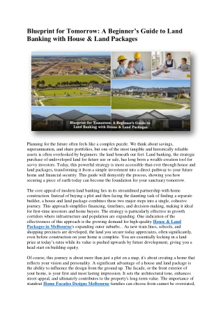 Blueprint for Tomorrow A Beginner’s Guide to Land Banking with House & Land Packages