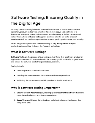 Software Testing_ Ensuring Quality in the Digital Age