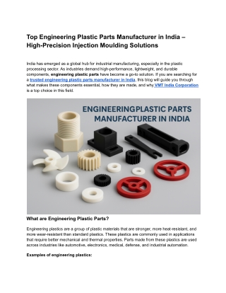 Top Engineering Plastic Parts Manufacturer in India – High-Precision Injection Moulding Solutions