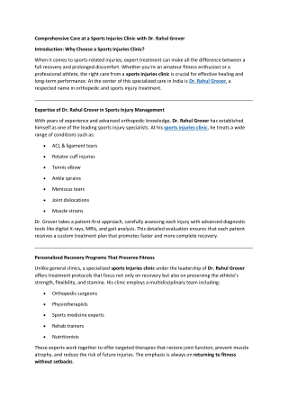 Sports and Injury Clinic