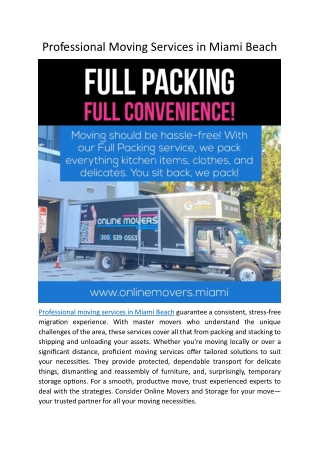 Professional Moving Services in Miami Beach