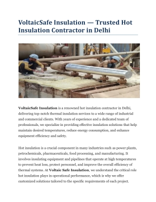 VoltaicSafe Insulation — Trusted Hot Insulation Contractor in Delhi