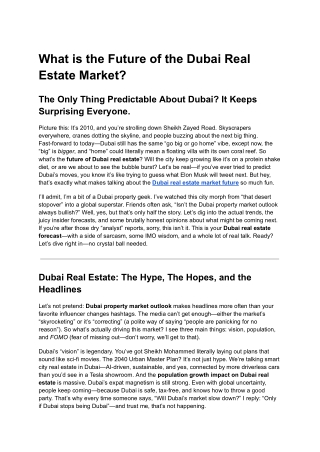 What is the Future of the Dubai Real Estate Market_