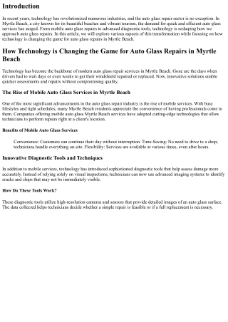 How Technology is Changing the Game for Auto Glass Repairs in Myrtle Beach