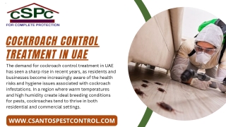Cockroach Control Treatment In UAE Protecting Homes and Businesses from Unwanted Infestations