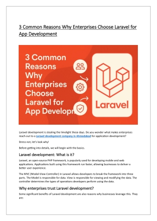 3 Common Reasons Why Enterprises Choose Laravel for App
