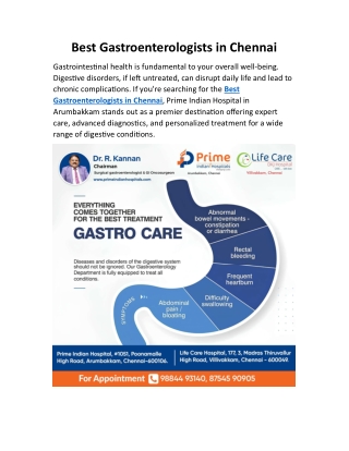 Best Gastroenterologists in Chennai