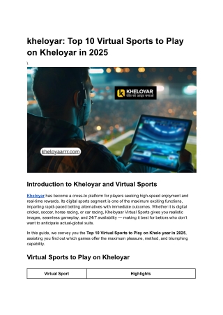 kheloyar:Top 10 Virtual Sports to Play on Kheloyar in 2025