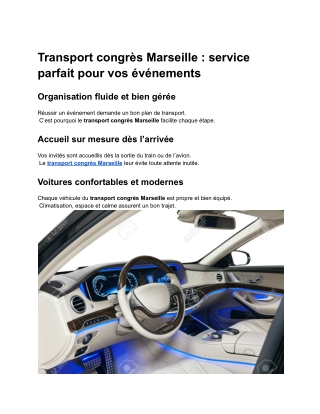 Transport congrès Marseille _ service parfait pour vos événements