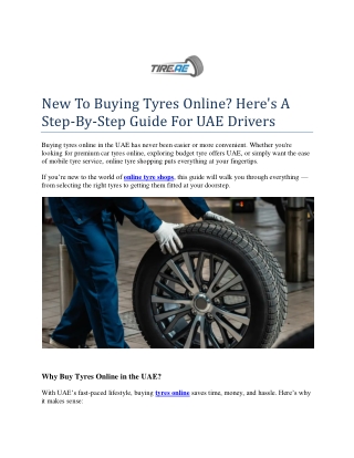 New To Buying Tyres Online Here's A Step-By-Step Guide For UAE Drivers