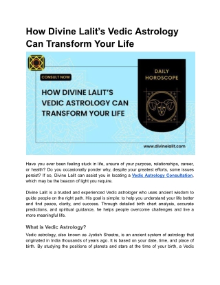 How Divine Lalit’s Vedic Astrology Can Transform Your Life