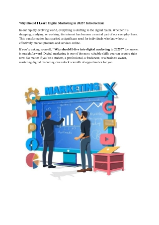 Why Should I Learn Digital Marketing in 2025