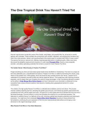 The One Tropical Drink You Haven't Tried Yet