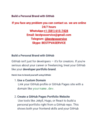 Build a Personal Brand with GitHub