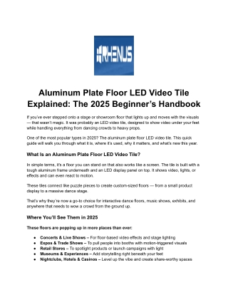Beginner’s Guide to Aluminum Plate Floor LED Video Tiles 2025 – RuisenTech