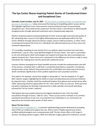 The Eye Center Shares Inspiring Patient Stories of Transformed Vision and Exceptional Care