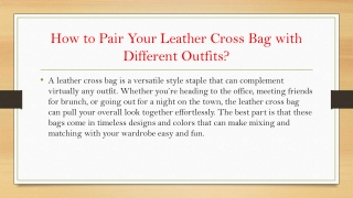 How to Make Your Leather Cross Bag the Star of Every Look