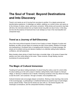 The Soul of Travel_ Beyond Destinations and Into Discovery