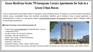 Grace Resilviaa Sector 78 Gurugram Luxury Apartments for Sale in a Green Urban Haven