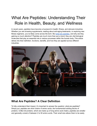 What Are Peptides_ Understanding Their Role in Health, Beauty, and Wellness