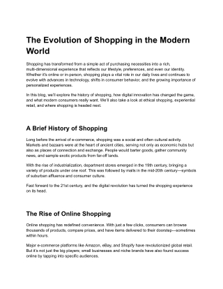 The Evolution of Shopping in the Modern World