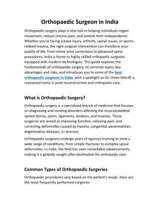 Orthopaedic Surgeon in India