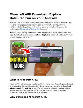 Minecraft APK Download – Get the Latest Version for Free on Android