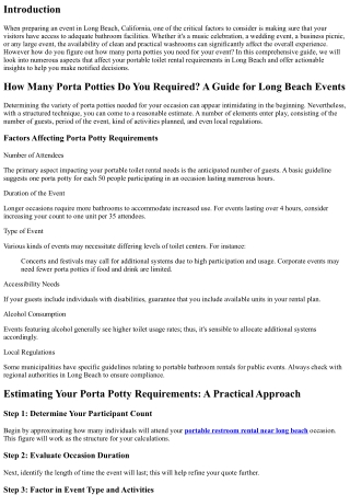 How Many Porta Potties Do You Need? A Guide for Long Beach Events