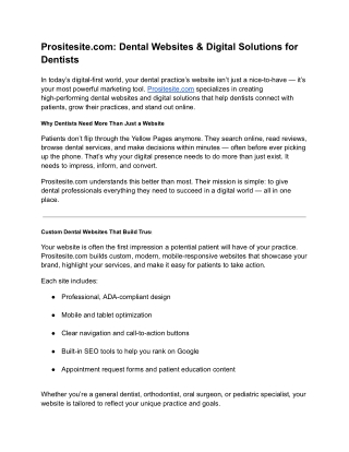 Prositesite.com: Dental Websites & Digital Solutions for Dentists