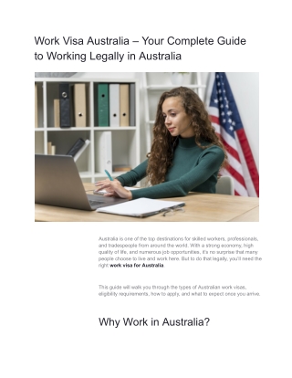Work Visa Australia – Your Complete Guide to Working Legally in Australia