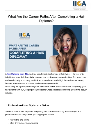What Are the Career Paths After Completing a Hair Diploma