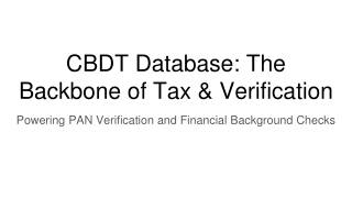 CBDT Database: The Backbone of Tax & Verification