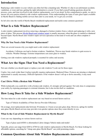 Common Questions About Side Window Replacements Answered!